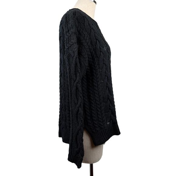 Ralph Lauren Denim & Supply Black Cable Knit Cotton Sweater Unisex L/G - Picture 5 of 10